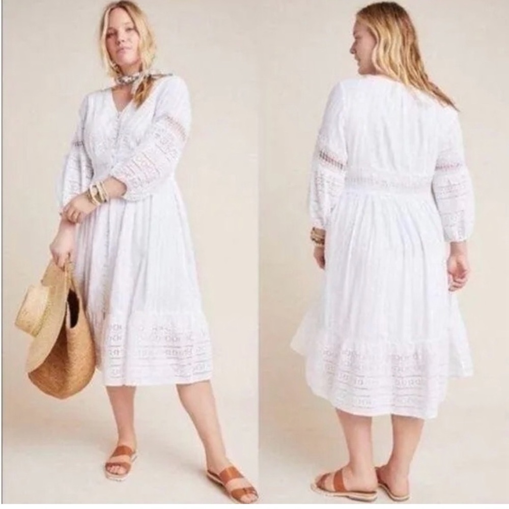 White lace midi Anthropologie dress